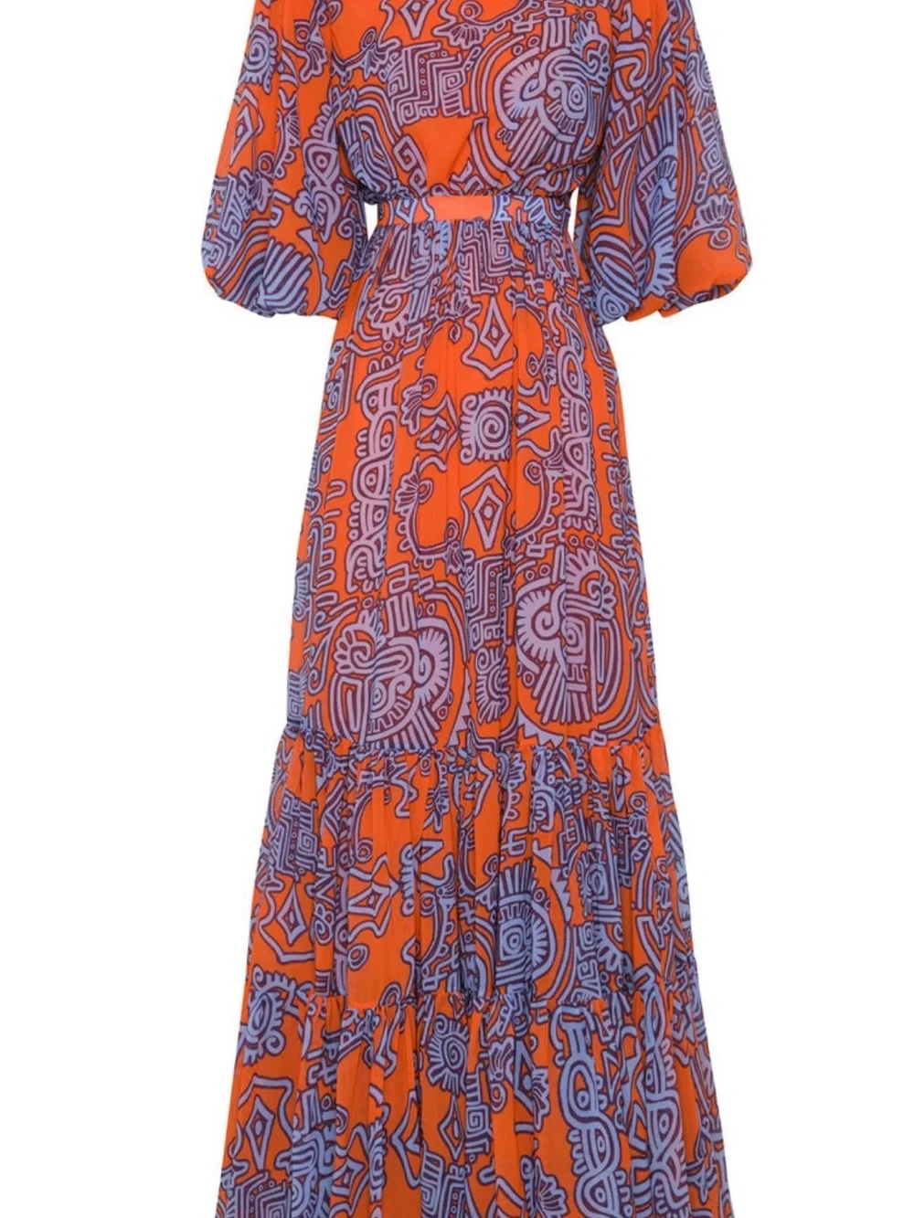 Andres otalora TIKUNA OFF-THE-SHOULDER CHIFFON MAXI DRESS IN PRINT NWT Size M - Picture 4 of 16
